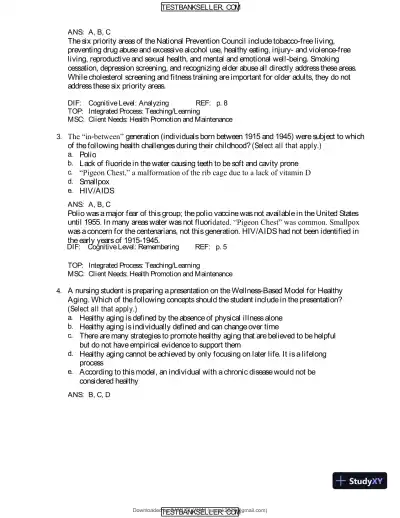 Ebersole And Hess' Toward Healthy Aging: Human Needs And Nursing Response, 9th Edition Test Bank - Page 5 preview image