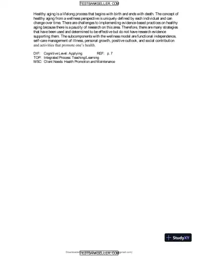 Ebersole And Hess' Toward Healthy Aging: Human Needs And Nursing Response, 9th Edition Test Bank - Page 6 preview image