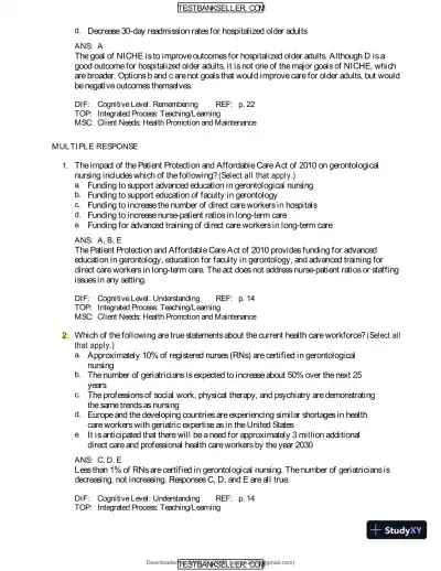 Ebersole And Hess' Toward Healthy Aging: Human Needs And Nursing Response, 9th Edition Test Bank - Page 8 preview image