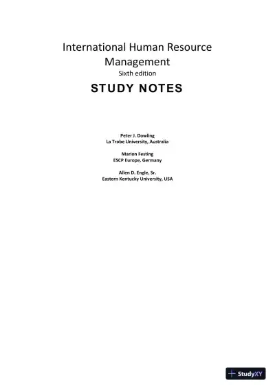 International Human Resource Management, 6th Edition Class Notes - Page 1 preview image