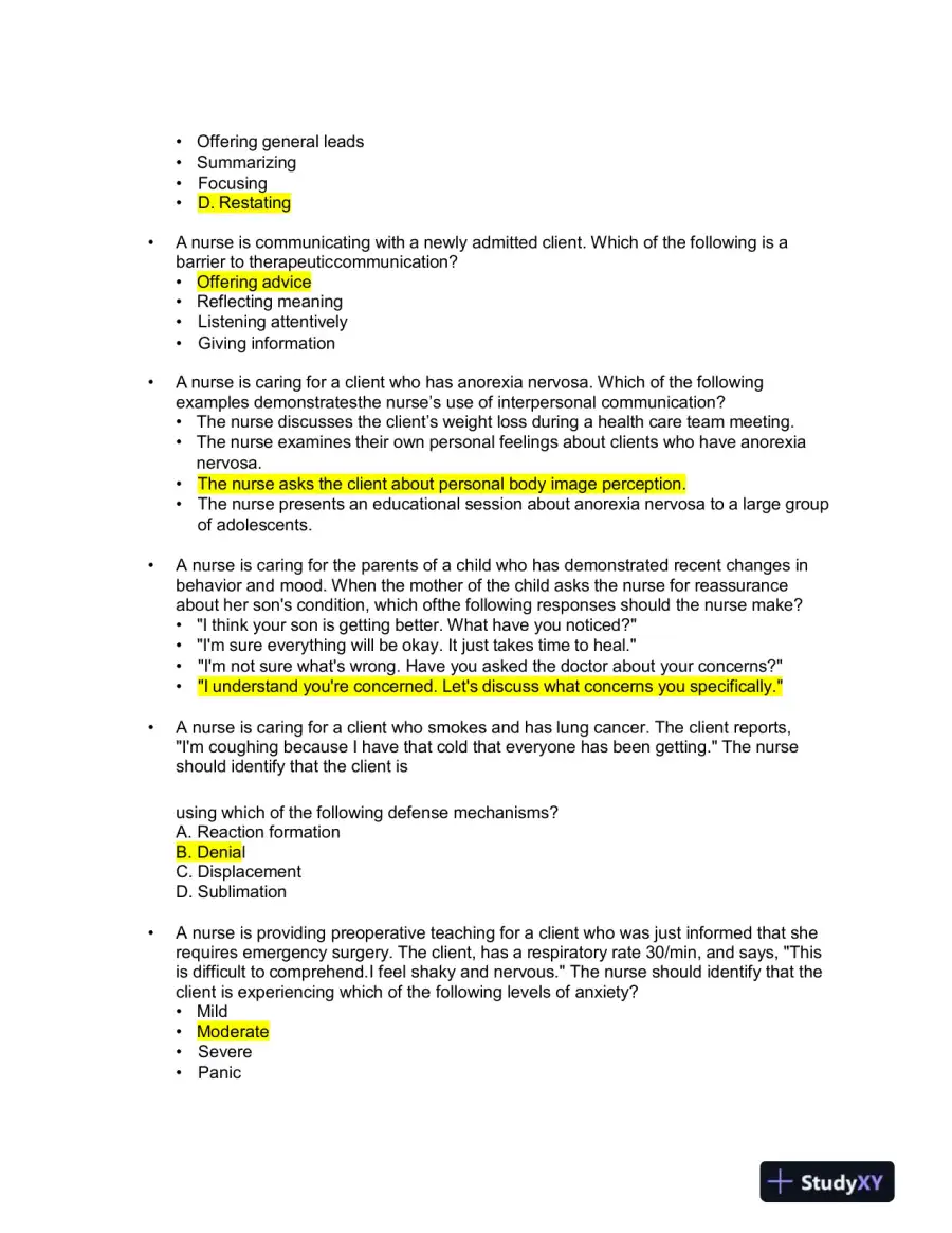 ATI Mental Health Proctored Exam with Answers (96 Solved Questions), page 4