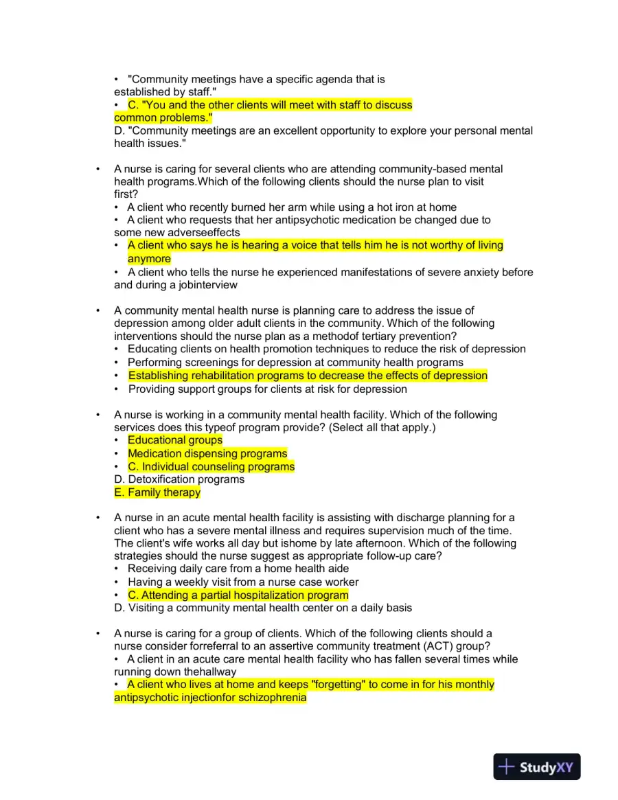 ATI Mental Health Proctored Exam with Answers (96 Solved Questions), page 6