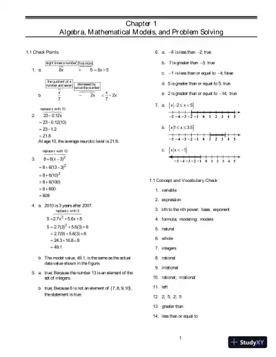 Solution Manual For Intermediate Algebra For College Students, 6th Edition - Page 1 preview image