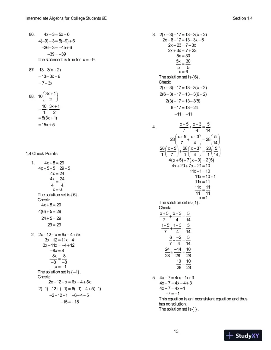 Solution Manual For Intermediate Algebra For College Students, 6th Edition, page 14