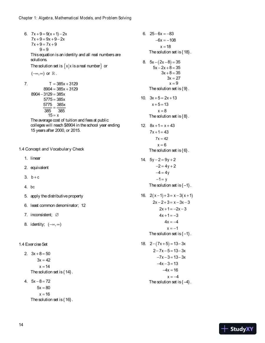 Solution Manual For Intermediate Algebra For College Students, 6th Edition, page 15