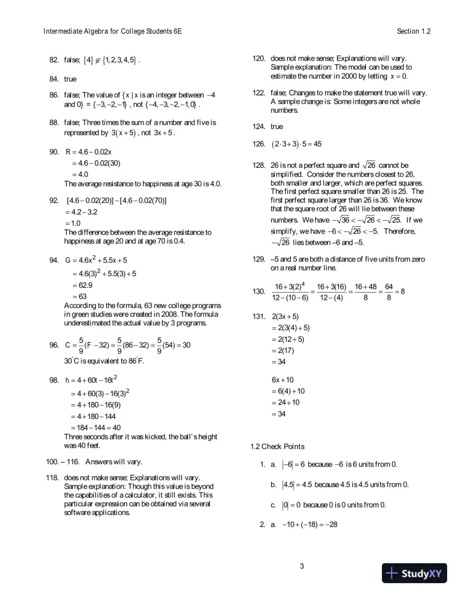 Solution Manual For Intermediate Algebra For College Students, 6th Edition, page 4