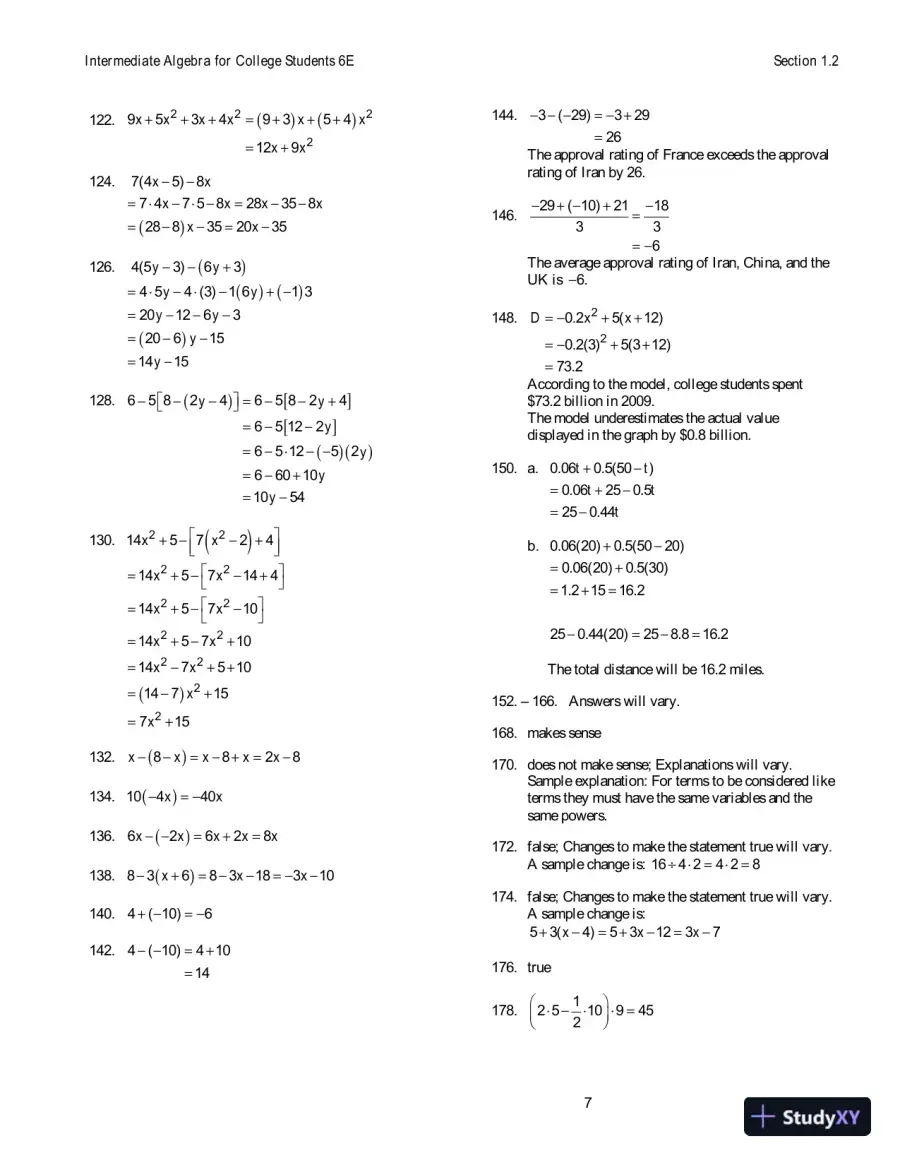 Solution Manual For Intermediate Algebra For College Students, 6th Edition, page 8
