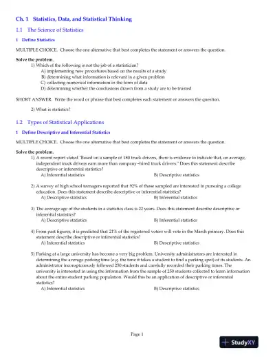 Statistics, 12th Edition Test Bank - Page 1 preview image