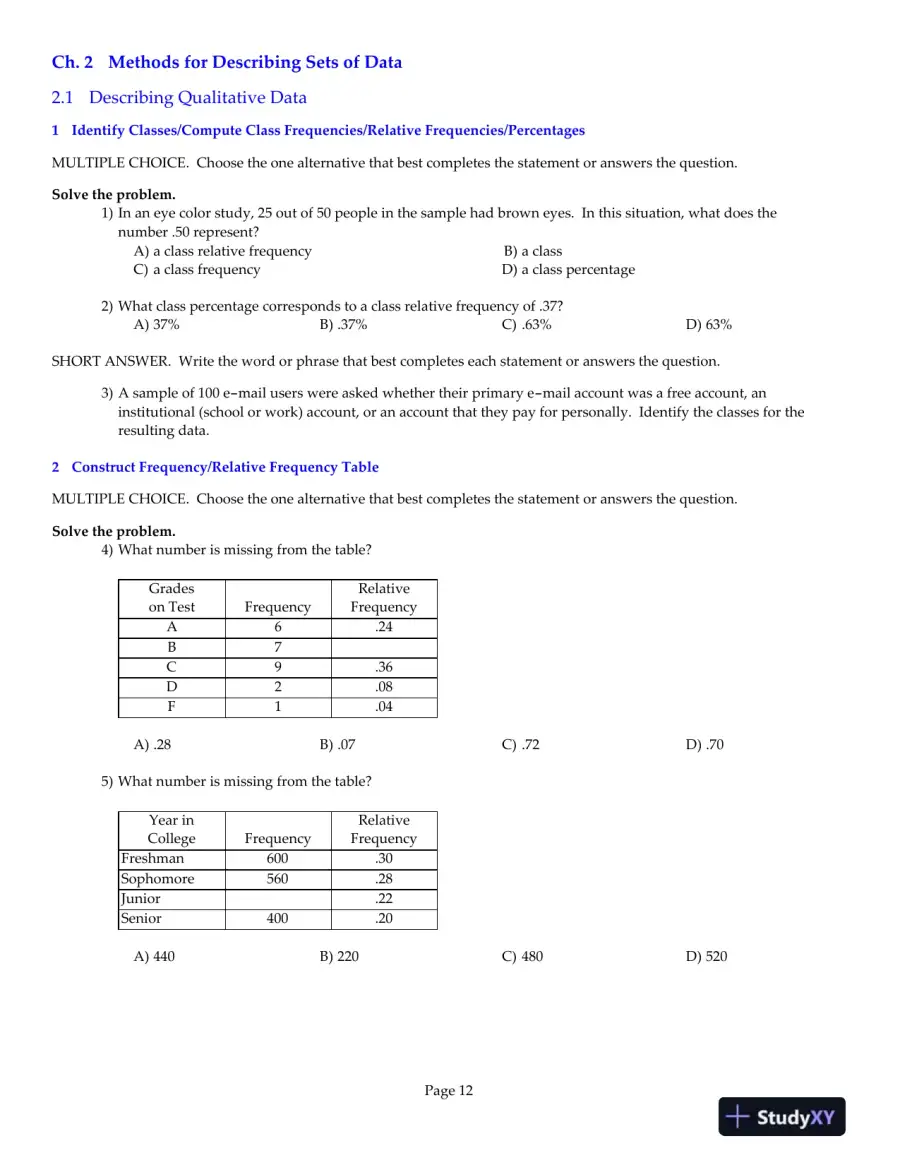 Statistics, 12th Edition Test Bank, page 13