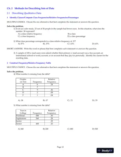Statistics, 12th Edition Test Bank - Page 13 preview image