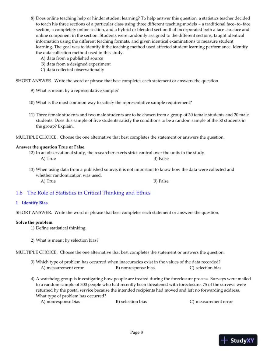Statistics, 12th Edition Test Bank, page 9