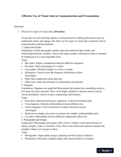 Effective Use of Visual Aids in Communication and Presentations - Page 1 preview image