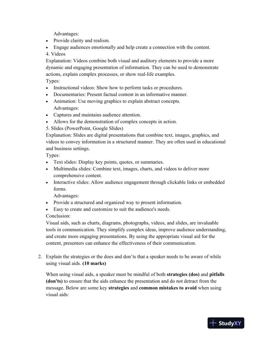 Effective Use of Visual Aids in Communication and Presentations, page 3