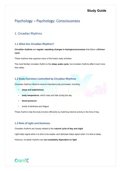 Psychology - Psychology Consciousness - Page 1 preview image