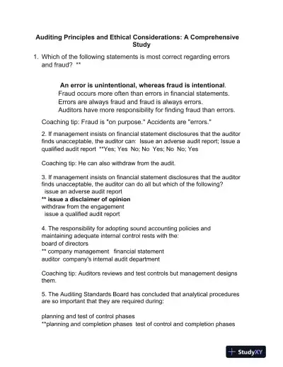 Auditing Principles and Ethical Considerations: A Comprehensive Study - Page 1 preview image