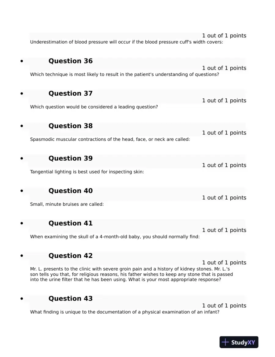 NURS6512 Walden University Clinical Analysis Midterm Exam Week 6 With Answers (200 Solved Questions), page 14