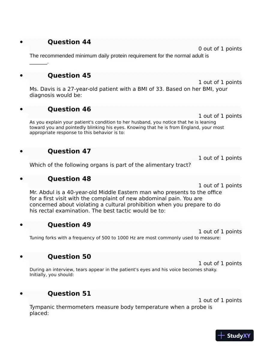 NURS6512 Walden University Clinical Analysis Midterm Exam Week 6 With Answers (200 Solved Questions), page 15