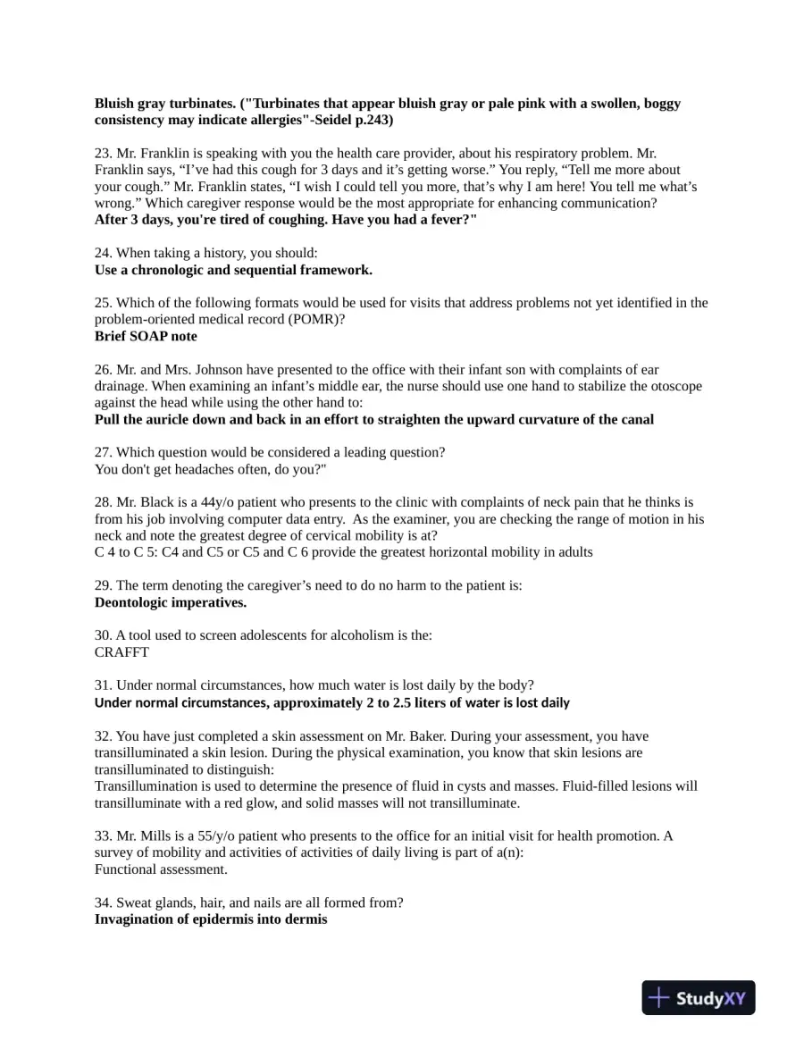 NURS6512 Walden University Clinical Analysis Midterm Exam Week 6 With Answers (200 Solved Questions), page 4