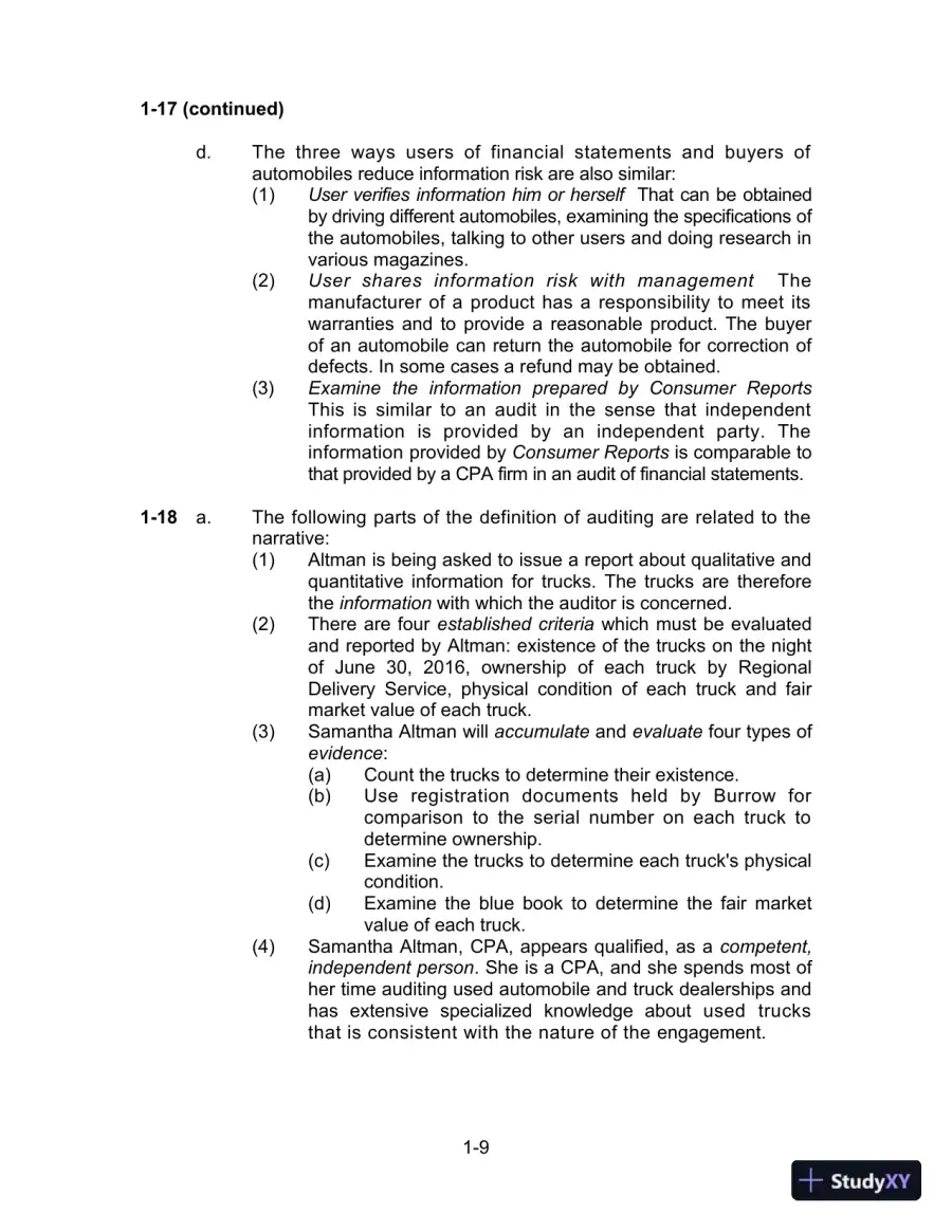 Solution Manual for Auditing and Assurance Services, 16th Edition, page 10