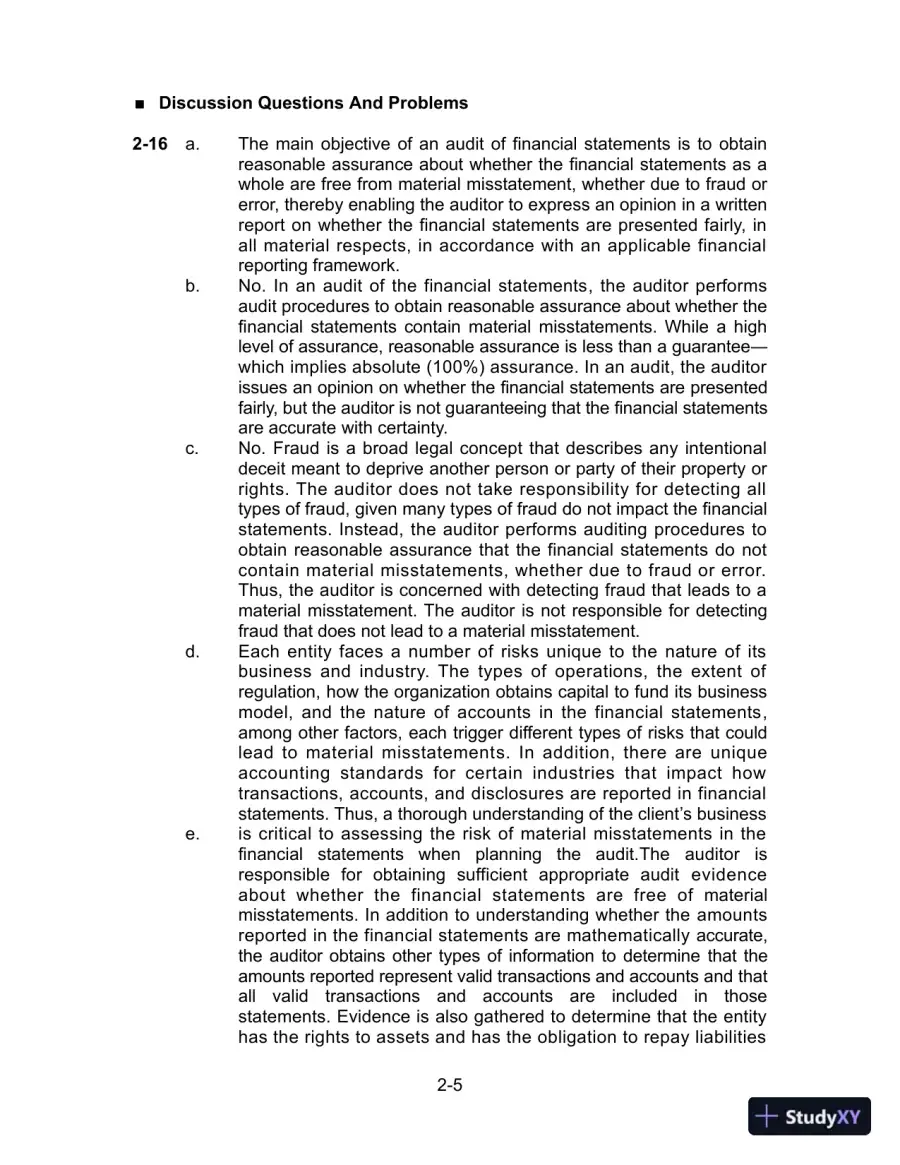 Solution Manual for Auditing and Assurance Services, 16th Edition, page 20