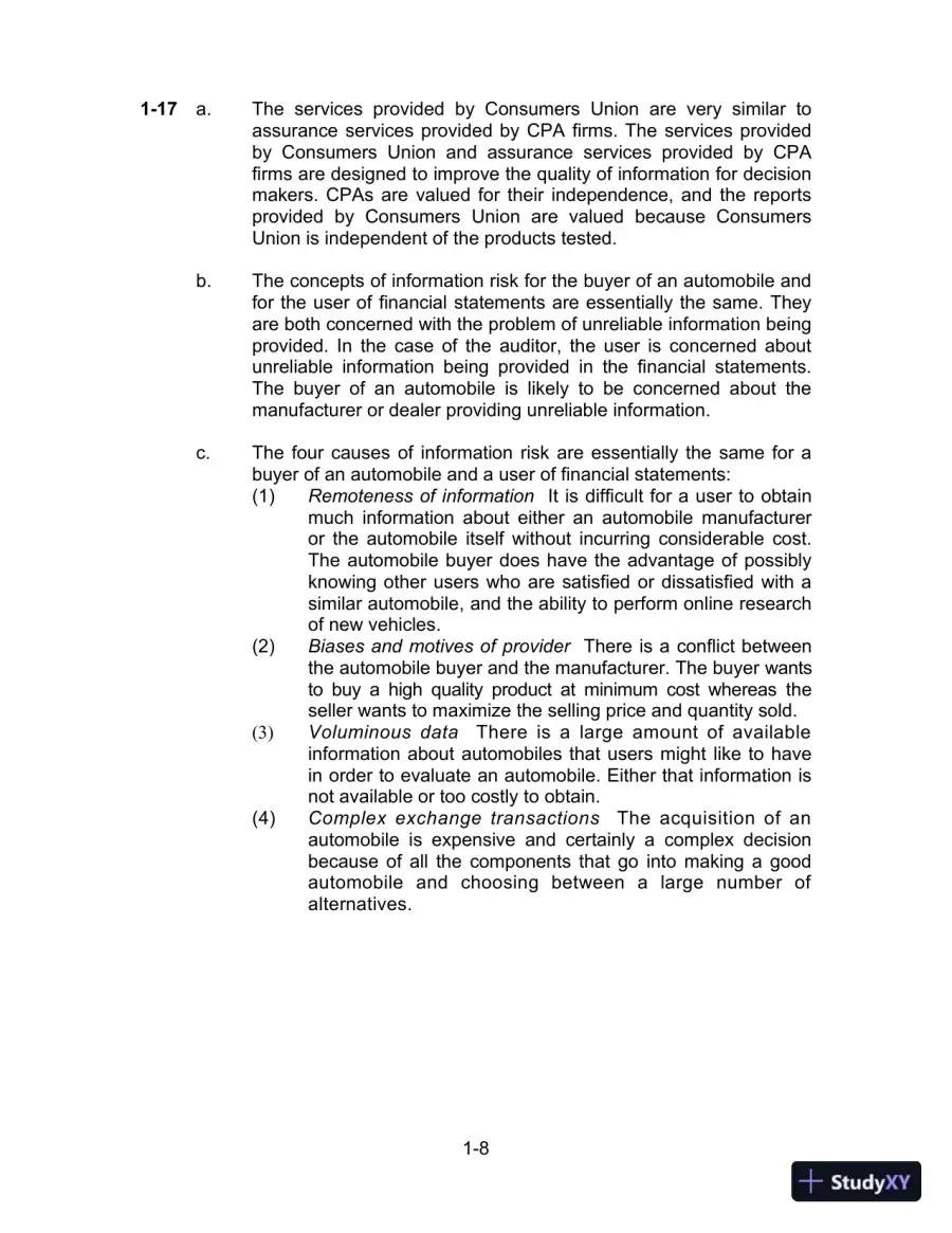 Solution Manual for Auditing and Assurance Services, 16th Edition, page 9