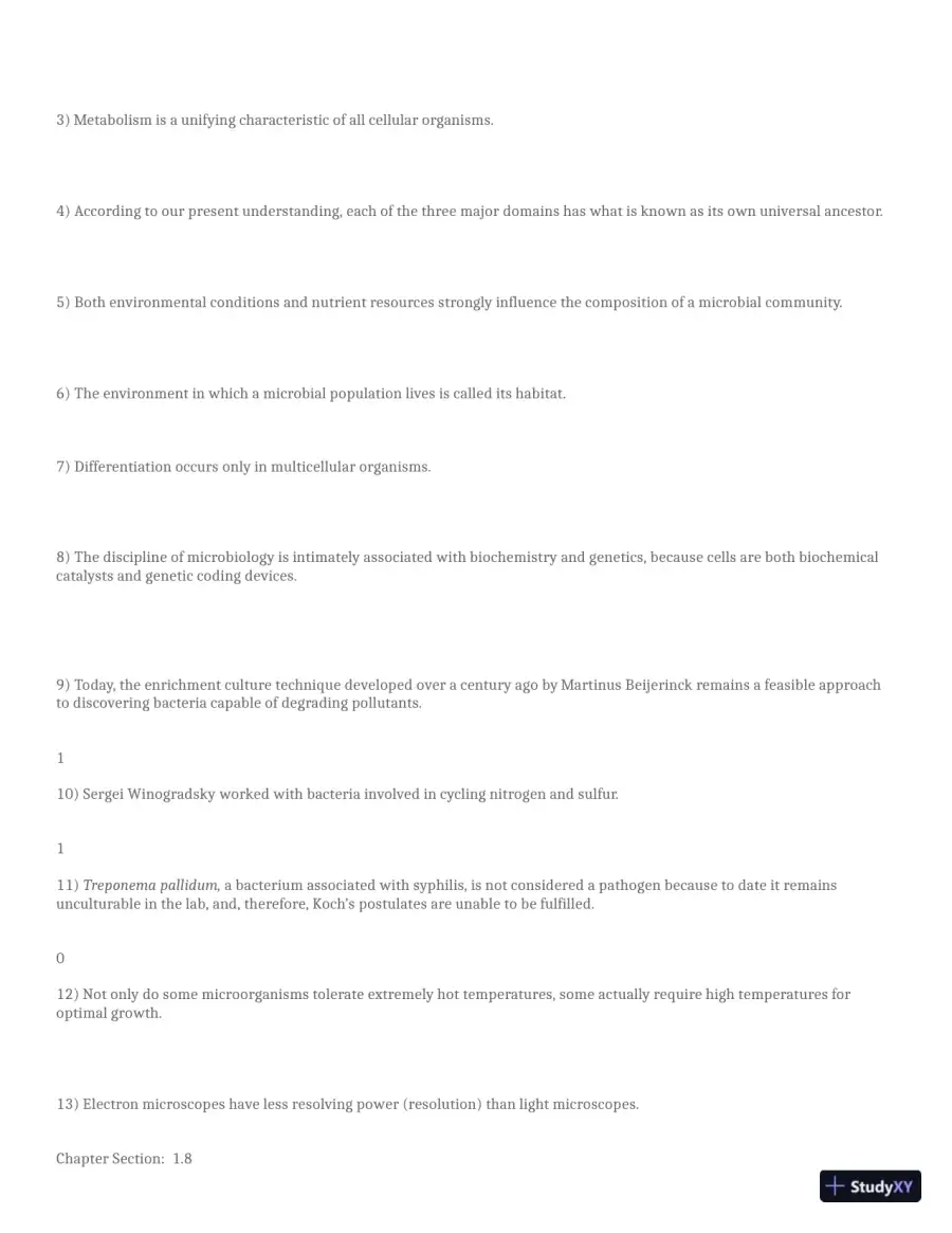 Test Bank for Brock Biology of Microorganisms, 16th Global Edition (Chapters 1-33), page 11