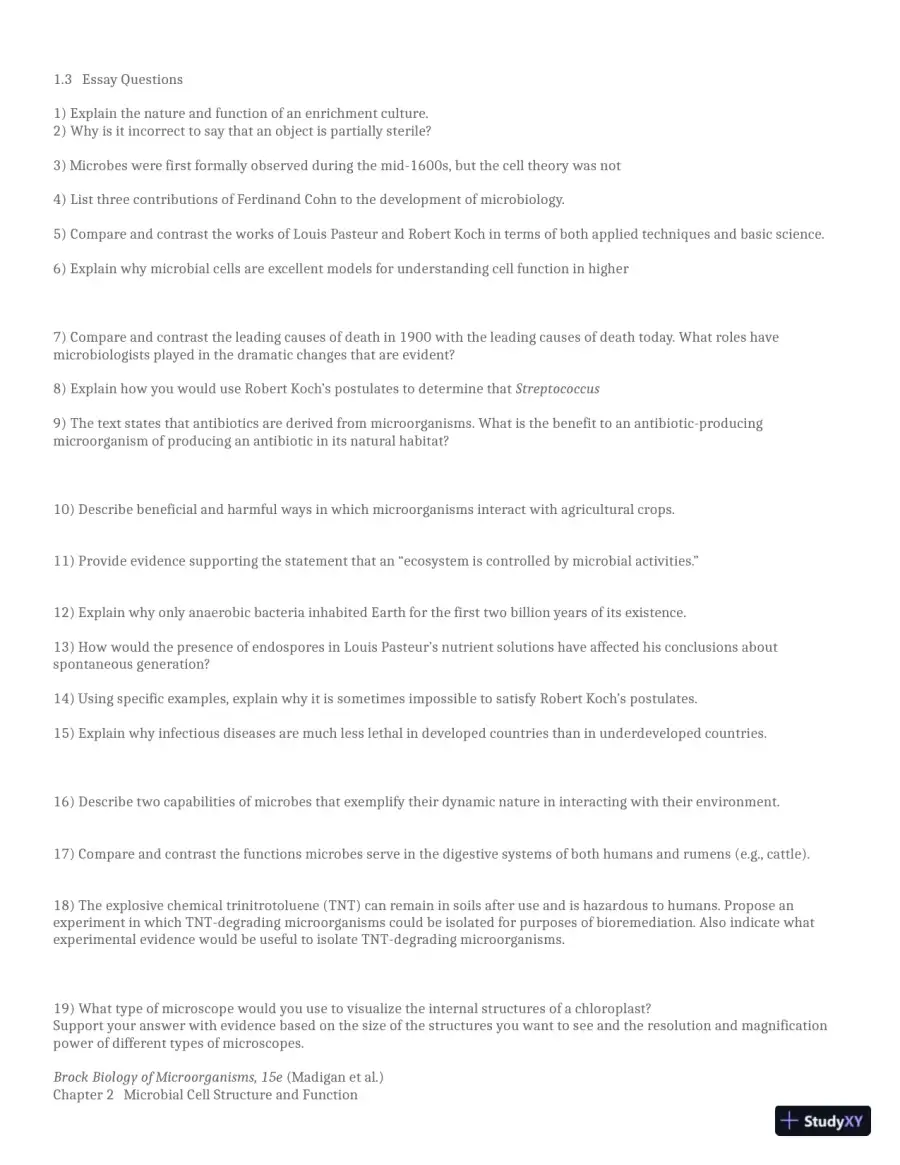 Test Bank for Brock Biology of Microorganisms, 16th Global Edition (Chapters 1-33), page 12