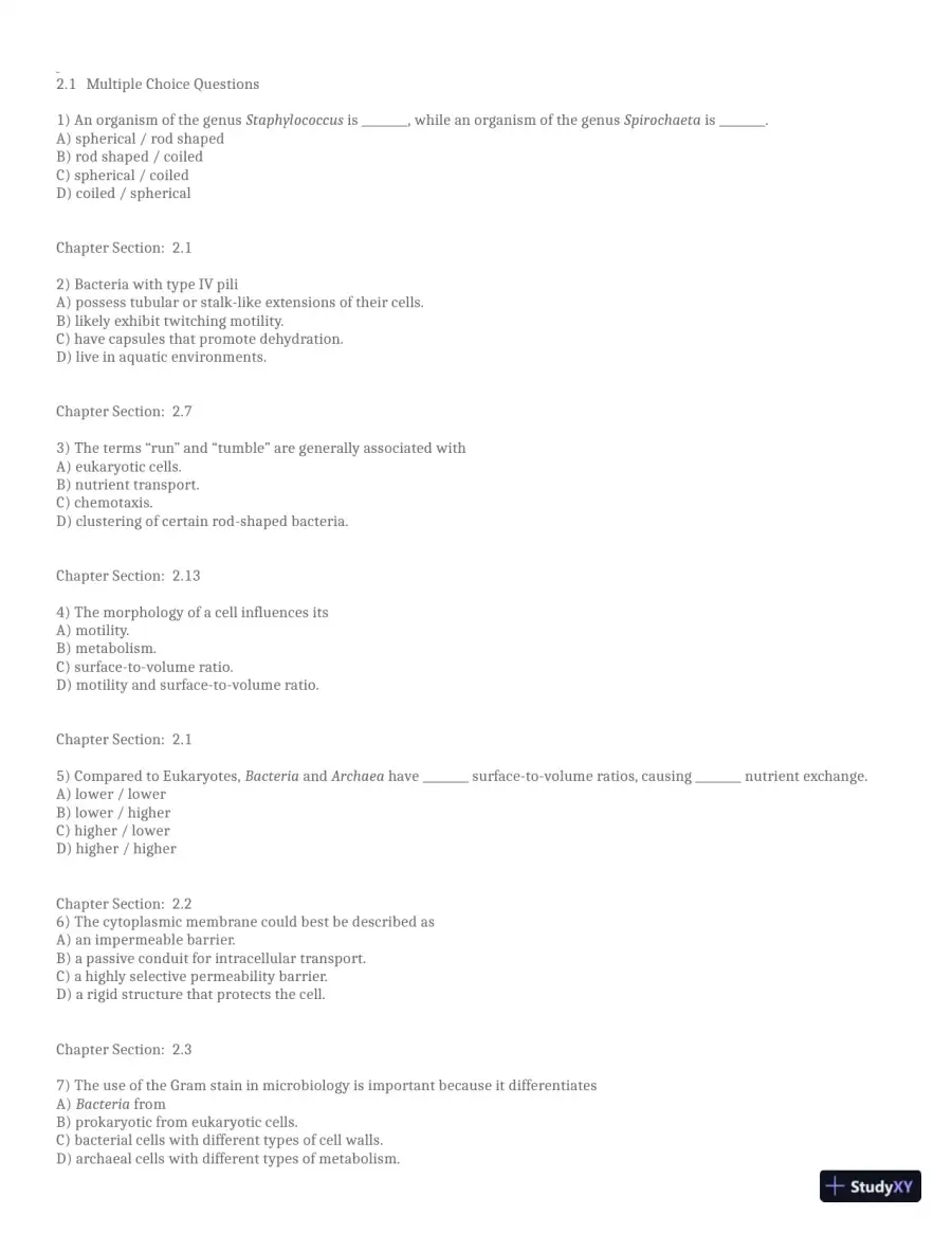 Test Bank for Brock Biology of Microorganisms, 16th Global Edition (Chapters 1-33), page 13