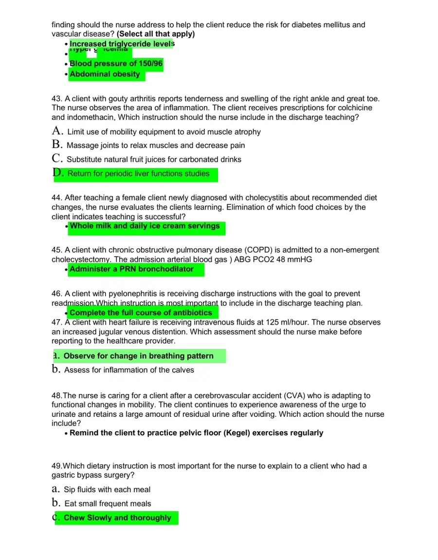 HESI Medical Surgical Test Bank With Answers (239 Solved Questions), page 10