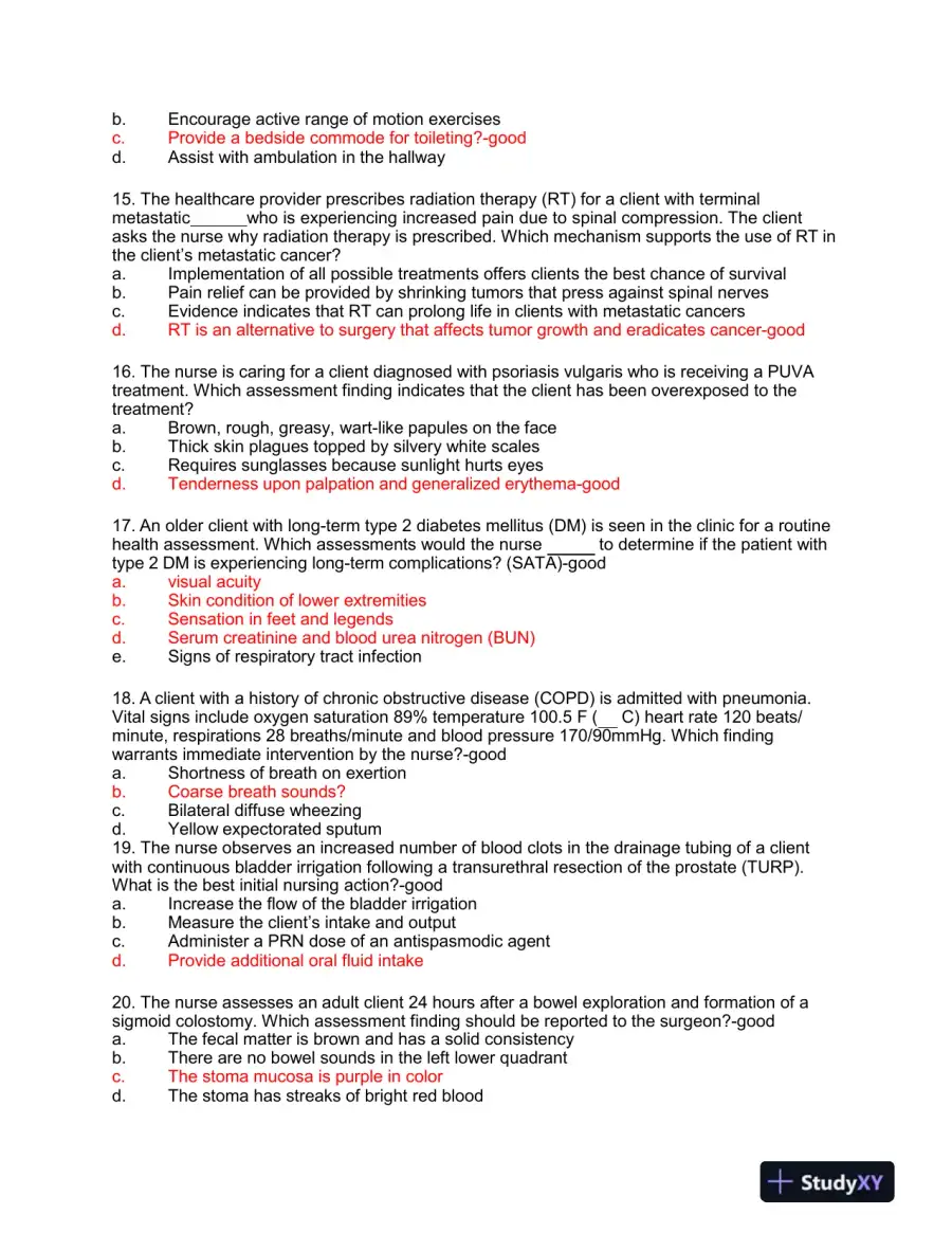 HESI Medical Surgical Test Bank With Answers (239 Solved Questions), page 14