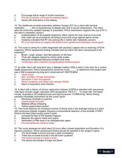 HESI Medical Surgical Test Bank With Answers (239 Solved Questions) - Page 14 preview image