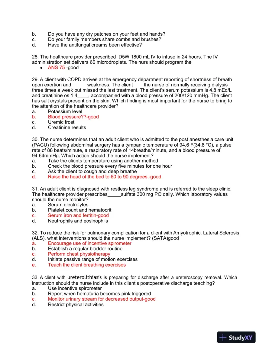 HESI Medical Surgical Test Bank With Answers (239 Solved Questions), page 16
