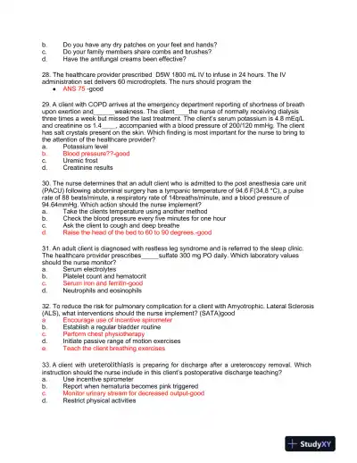 HESI Medical Surgical Test Bank With Answers (239 Solved Questions) - Page 16 preview image