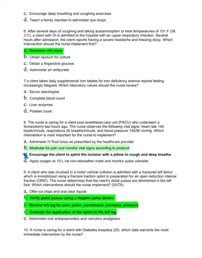 HESI Medical Surgical Test Bank With Answers (239 Solved Questions) - Page 3 preview image