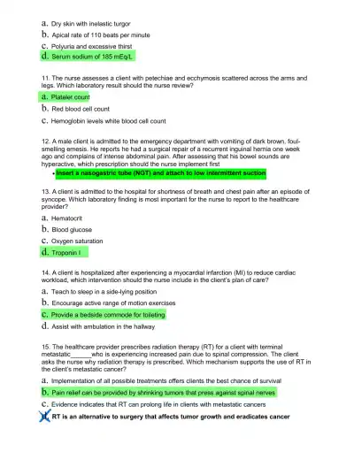 HESI Medical Surgical Test Bank With Answers (239 Solved Questions) - Page 4 preview image