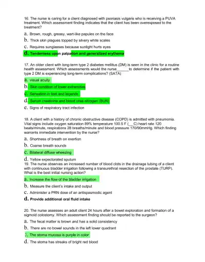 HESI Medical Surgical Test Bank With Answers (239 Solved Questions) - Page 5 preview image