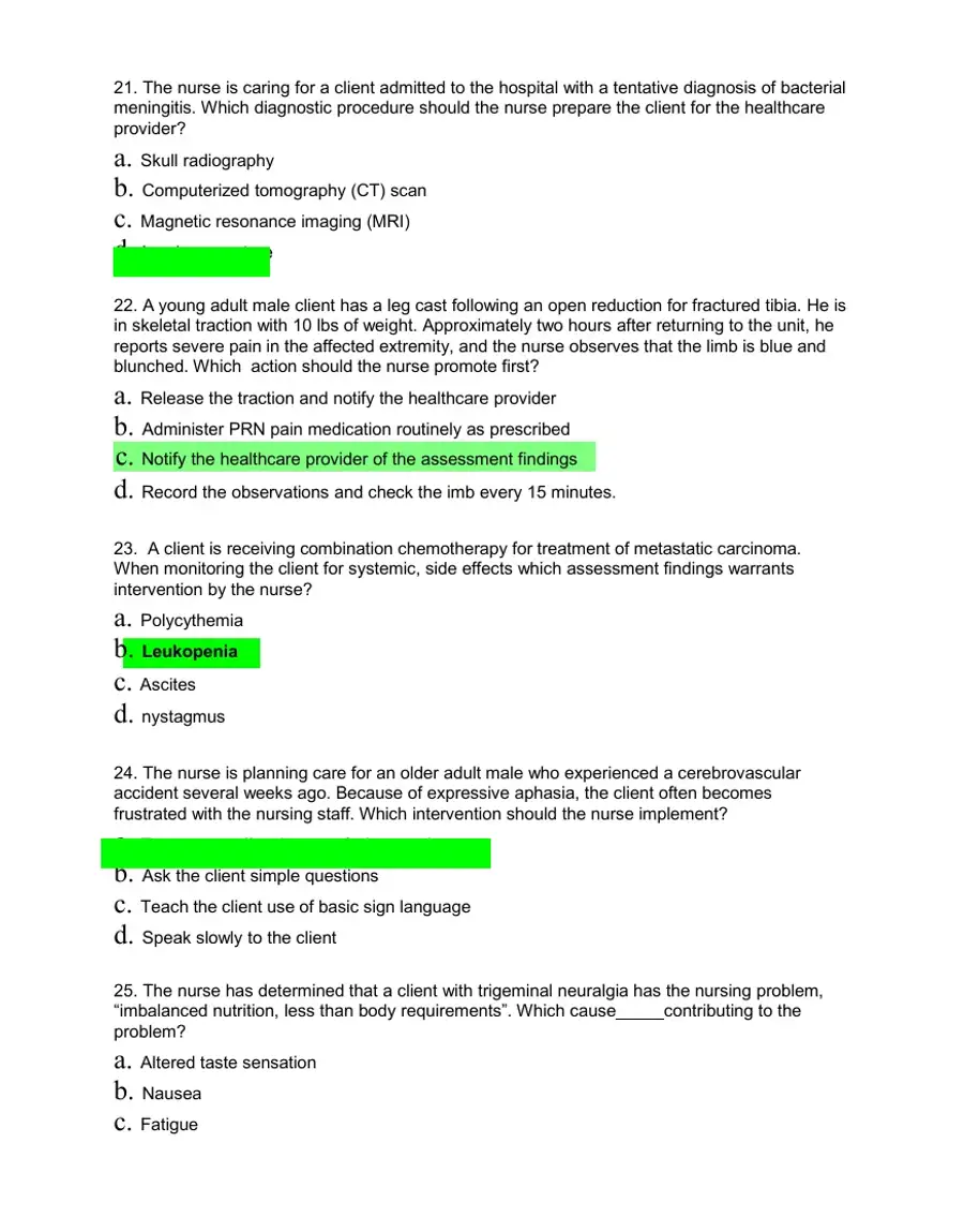 HESI Medical Surgical Test Bank With Answers (239 Solved Questions), page 6
