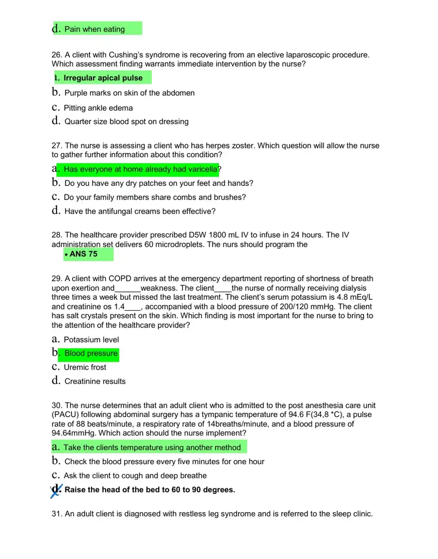 HESI Medical Surgical Test Bank With Answers (239 Solved Questions), page 7