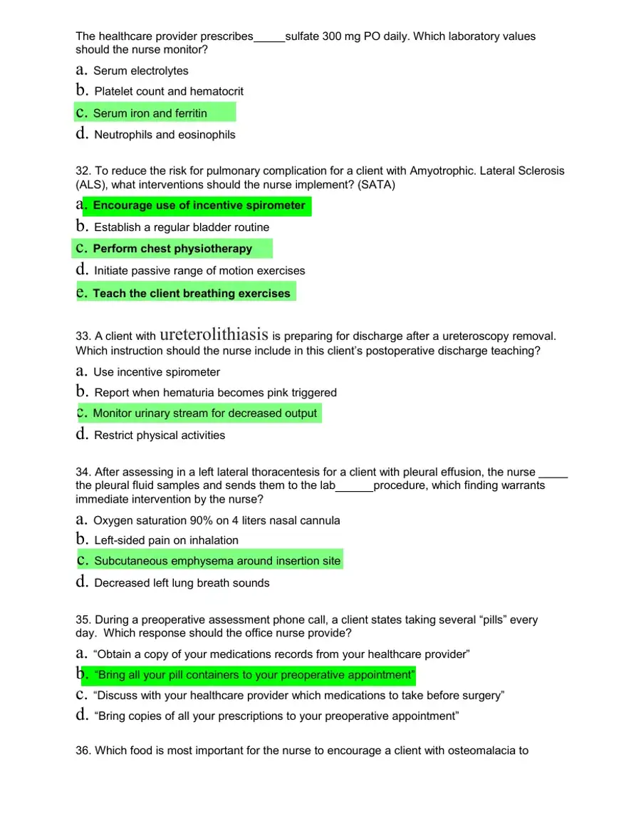 HESI Medical Surgical Test Bank With Answers (239 Solved Questions), page 8
