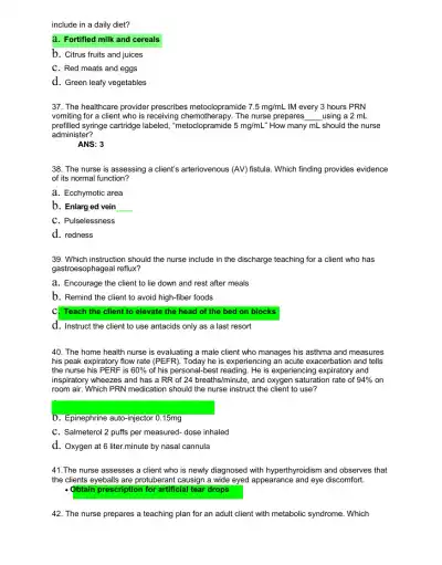 HESI Medical Surgical Test Bank With Answers (239 Solved Questions) - Page 9 preview image