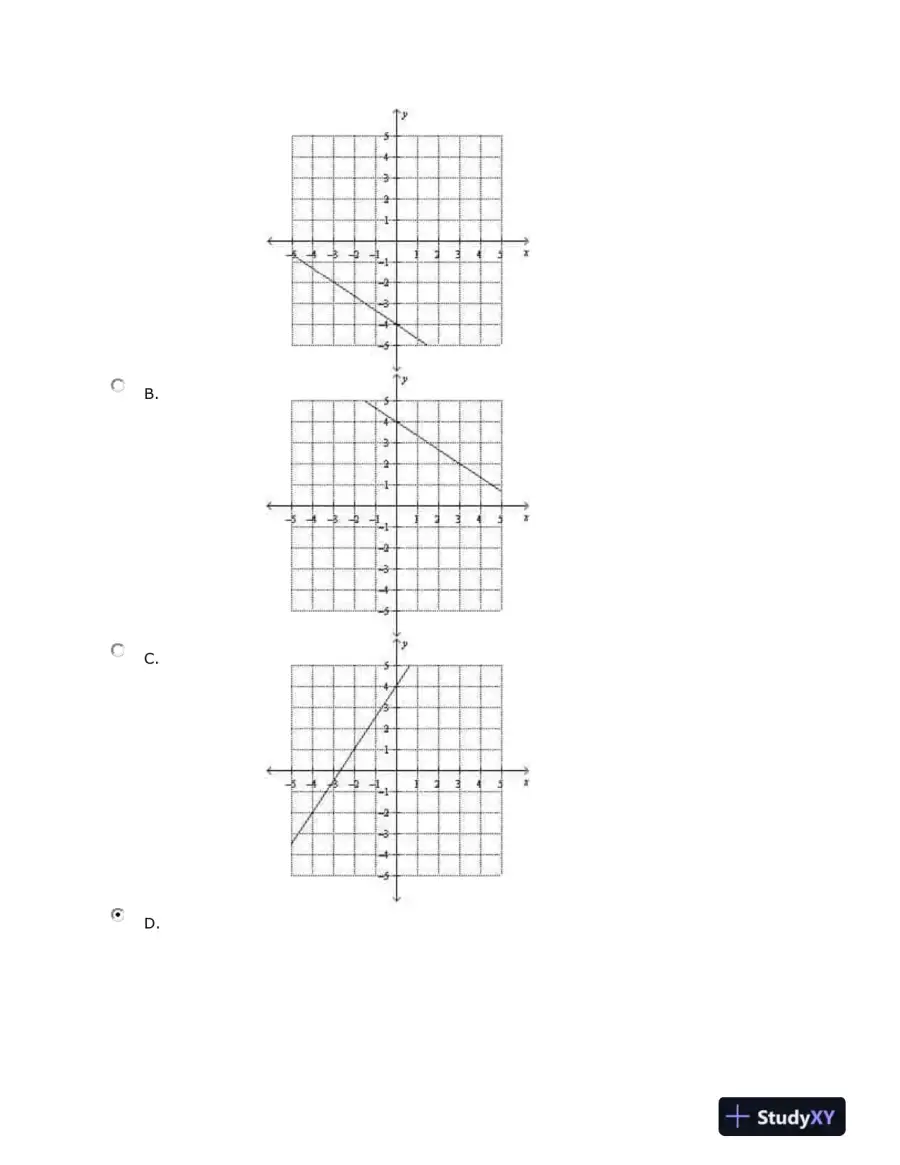 Algebra Test: Linear Equations, Graphs, and Systems of Equations, page 4
