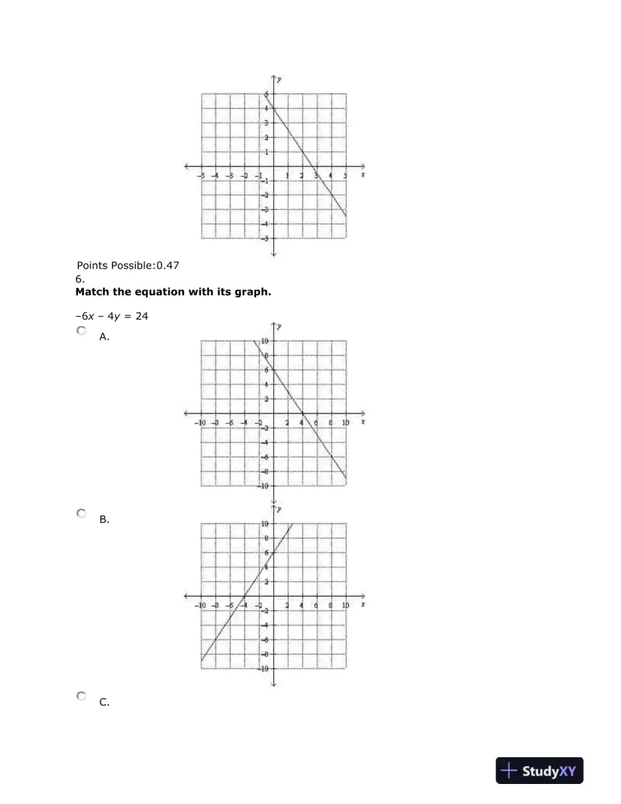 Algebra Test: Linear Equations, Graphs, and Systems of Equations, page 5
