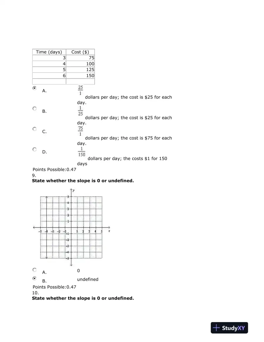 Algebra Test: Linear Equations, Graphs, and Systems of Equations, page 7