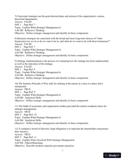 Strategic Management in Action, 6th Edition Test Bank - Page 3 preview image