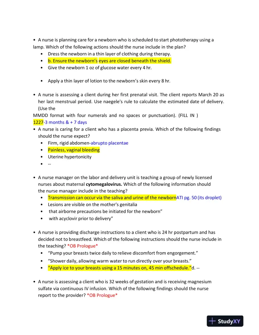 2023 ATI RN Proctored Exam with Answers (68 Solved Questions), page 4