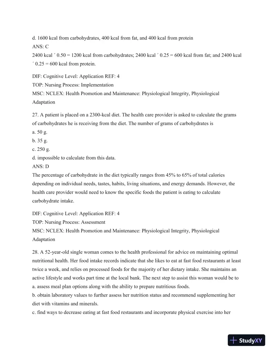 Test Bank For Williams' Basic Nutrition & Diet Therapy, 14th Edition, page 12