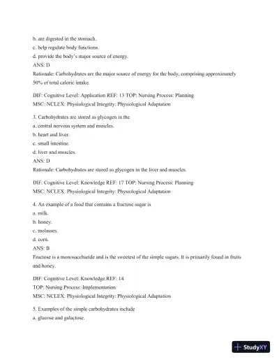 Test Bank For Williams' Basic Nutrition & Diet Therapy, 14th Edition - Page 15 preview image