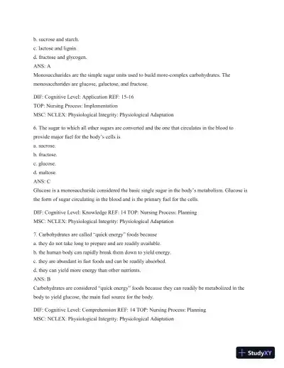 Test Bank For Williams' Basic Nutrition & Diet Therapy, 14th Edition - Page 16 preview image