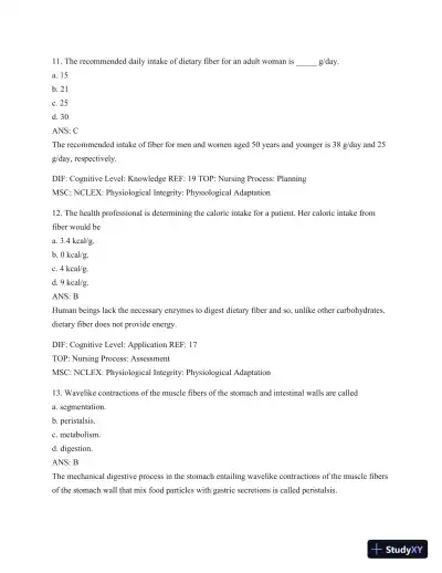 Test Bank For Williams' Basic Nutrition & Diet Therapy, 14th Edition - Page 18 preview image