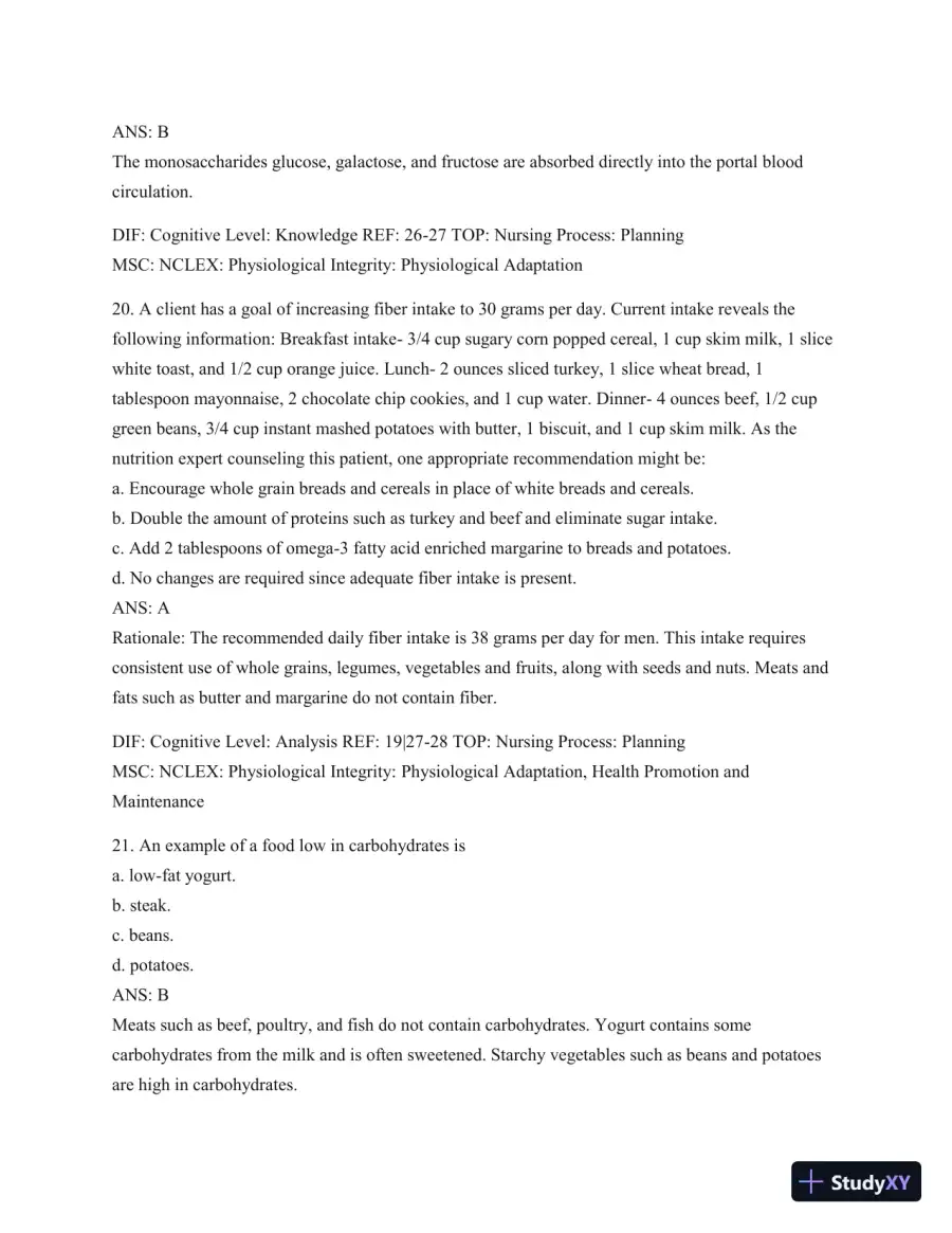 Test Bank For Williams' Basic Nutrition & Diet Therapy, 14th Edition, page 21